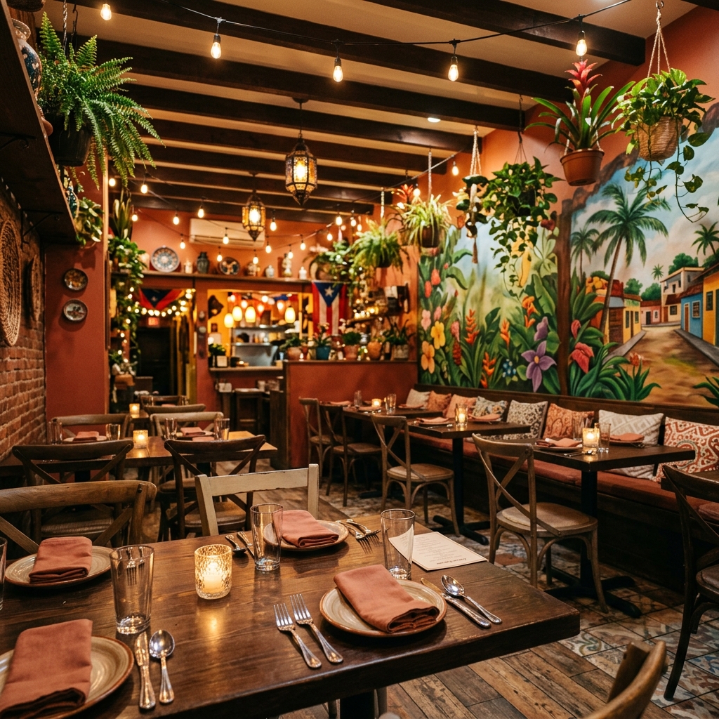 Inside Empanissah's warm dining room